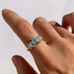 Stunning 18k Gold Vermeil ring featuring Natural Blue Topaz in a cluster setting, embodies clarity, perfect for special occasions.