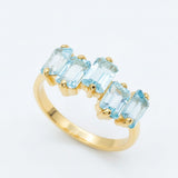 Natural Blue Topaz Ring made in 18k Gold Vermeil with Natural Sky Blue Topaz in Cluster setting, December Birthstone gift idea, symbolizes clarity, emotional balance, and truth, ideal for everyday wear and perfect for birthday gifting and special occasions.