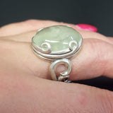 Prehnite Ring - Vintage Statement Ring - Solitaire Prehnite Ring