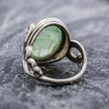 Prehnite Ring - Vintage Statement Ring - Solitaire Prehnite Ring