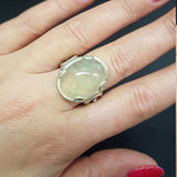 Prehnite Ring - Vintage Statement Ring - Solitaire Prehnite Ring