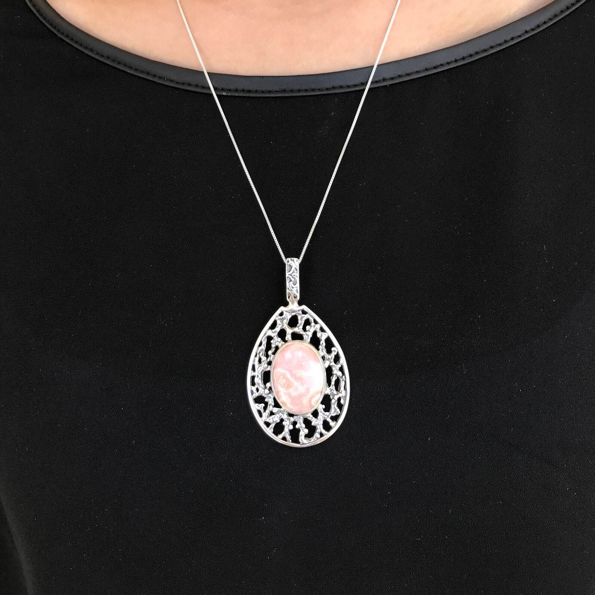 Rhodochrosite Pendant, Natural Stone, Vintage Pendant, Statement Pendant, Large Stone, Pink Pendant, Large Stone Pendant, Rhodochrosite