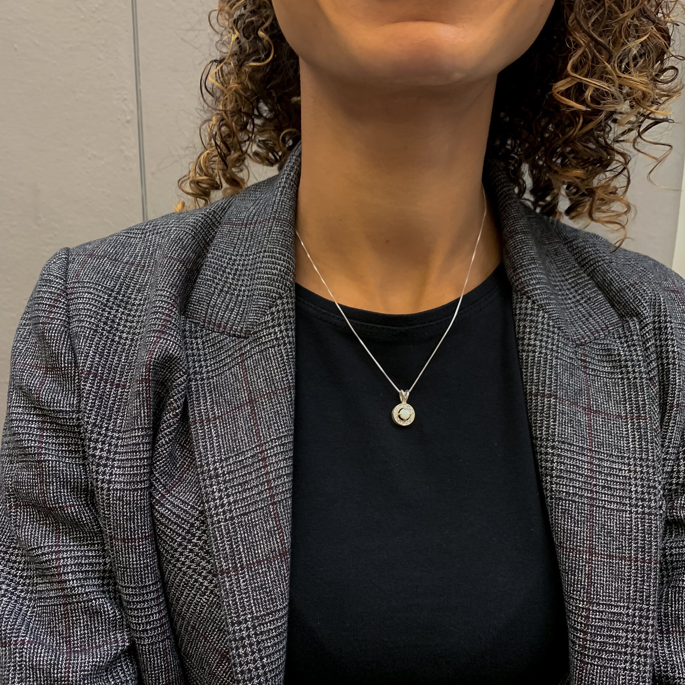 Cluster Pendant, Opal Pendant, Australian Opal, October Birthstone, Round Pendant, Fire Opal Pendant, Vintage Opal Pendant, Silver Necklace