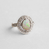 Opal Vintage Ring - Halo Opal Ring - October Birthstone Ring