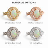 Opal Vintage Ring - Halo Opal Ring - October Birthstone Ring