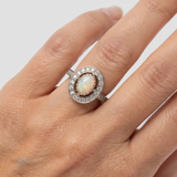 Opal Vintage Ring - Halo Opal Ring - October Birthstone Ring