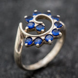 Blue Swirl Ring - Spiral Sapphire Ring - Vintage Statement Ring