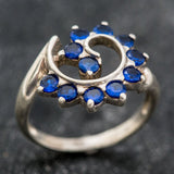 Blue Swirl Ring - Spiral Sapphire Ring - Vintage Statement Ring