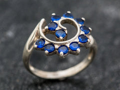 Created Sapphire Ring made in 925 Sterling Silver with Round Created Blue Sapphire in Prong setting, September Birthstone gift idea, symbolizes sincerity, truth, and faithfulness, ideal for everyday wear and perfect for birthday gifting and special occasions.
