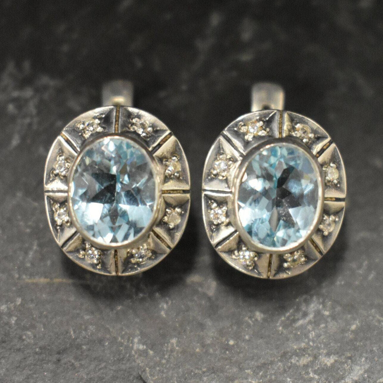 Blue Topaz Earrings, Natural Blue Topaz, December Birthstone, Tribal Earrings, Sky Blue Earrings, Sky Topaz Earrings, Solid Silver Earrings