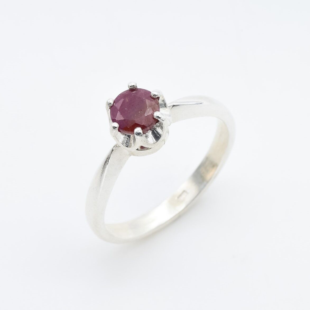 Natural Ruby Ring made in 925 Sterling Silver with Round Natural Red Ruby in Solitaire setting, July Birthstone gift idea, symbolizes nobility, purity, and passion, ideal for everyday wear and perfect for birthday gifting and special occasions.