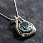 Blue Topaz Pendant, Natural Blue Topaz, Vintage Pendants, December Birthstone, Genuine Topaz, December Pendant, Blue Pendant, Silver Pendant