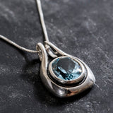 Blue Topaz Pendant, Natural Blue Topaz, Vintage Pendants, December Birthstone, Genuine Topaz, December Pendant, Blue Pendant, Silver Pendant