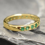 Gold Emerald Band, Emerald Ring, Natural Emerald, May Birthstone, Full Eternity Ring, Vinatage Ring, Gold Eternity Ring, Solid Silver Ring