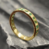 Gold Emerald Band, Emerald Ring, Natural Emerald, May Birthstone, Full Eternity Ring, Vinatage Ring, Gold Eternity Ring, Solid Silver Ring