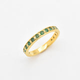 Natural Emerald Ring made in 18k Gold Vermeil with Round Natural Green Emerald in Channel-Set setting, May Birthstone gift idea, symbolizes growth, harmony, and deep emotional healing, ideal for everyday wear and perfect for birthday gifting and special occasions.