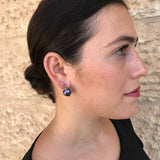 Black Pearl Earrings - Pearl Leaf Earrings - Round Statement Earrings