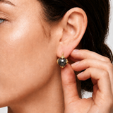 Black Pearl Earrings - Natural Black Pearl, Gold Leaf Earrings