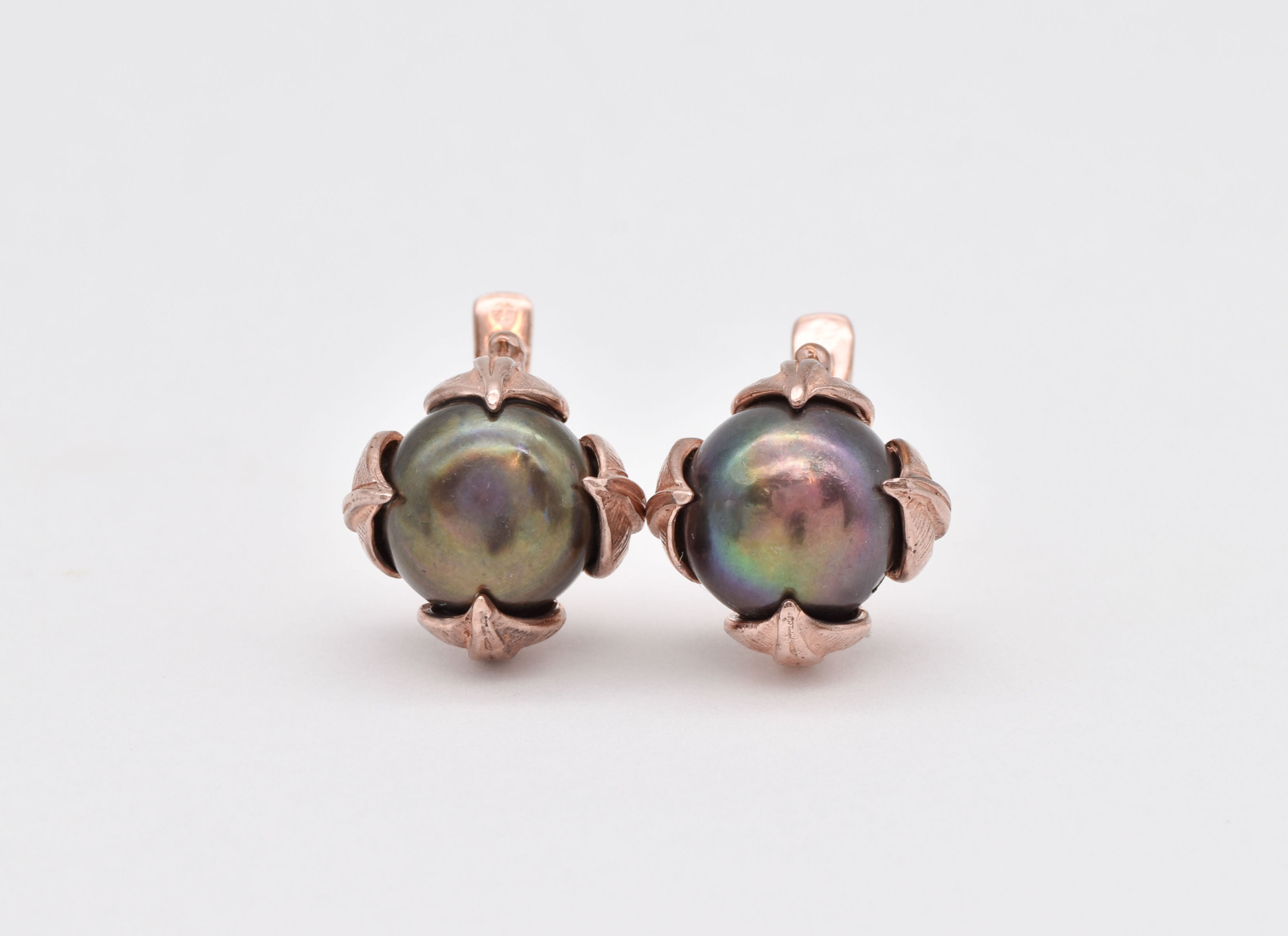 Leaf Earrings, Black Pearl Earrings, Natural Pearl, Natural Pearl Earrings, Flower Pearl Earrings, June Birthstone, Solid Silver, Pearls(3)