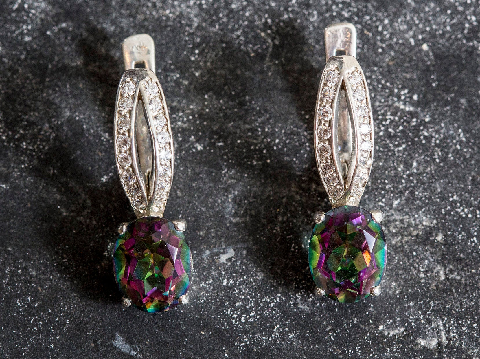 Mystic Topaz Earrings, Natural Topaz Earrings, Purple Earrings,  December Birthstone, Unique Earrings, Silver Earrings, Genuine Topaz, Topaz