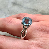 Blue Topaz Ring - Large Engagement Ring - Sky Blue Vintage