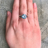 Blue Topaz Ring - Large Engagement Ring - Sky Blue Vintage