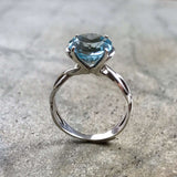 Blue Topaz Ring - Large Engagement Ring - Sky Blue Vintage