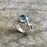 Blue Topaz Ring - Large Engagement Ring - Sky Blue Vintage