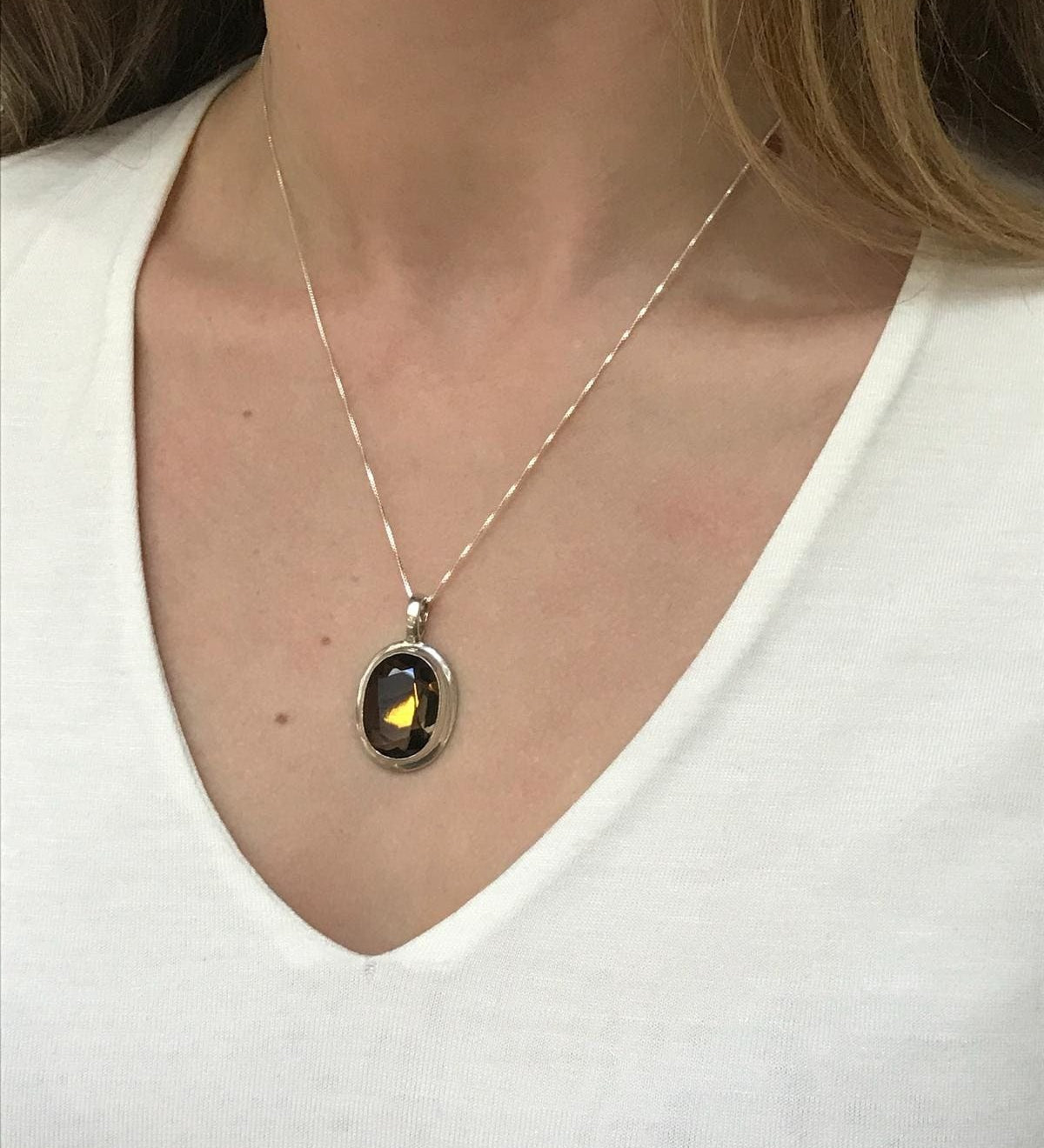 Smoky Topaz Pendant, Natural Topaz, Healing Pendant, Large Gem Pendant, Vintage Pendant, Topaz, 20 Carat Ring, Solid Silver, Diamond Cut