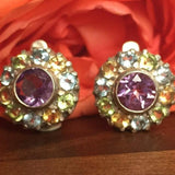 Amethyst Flower Earrings - Multistone Stud Earrings - Natural Amethyst Earrings