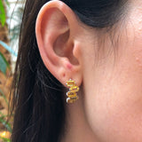 Long Citrine Earrings - Yellow Baguette Half Hoop Earrings, November Birthstone Earrings