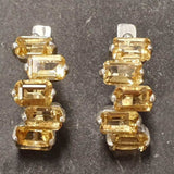 Citrine Baguette Earrings - Natural Citrine Earrings, Gold Citrine Earrings
