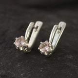 Morganite Earrings - Pink Drop Earrings - Dainty Pink Studs