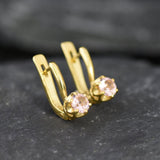 Gold Morganite Earrings - Pink Diamond Earrings, Pink Dainty Earrings