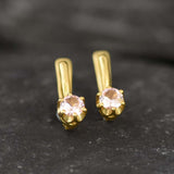 Gold Morganite Earrings - Pink Diamond Earrings, Pink Dainty Earrings