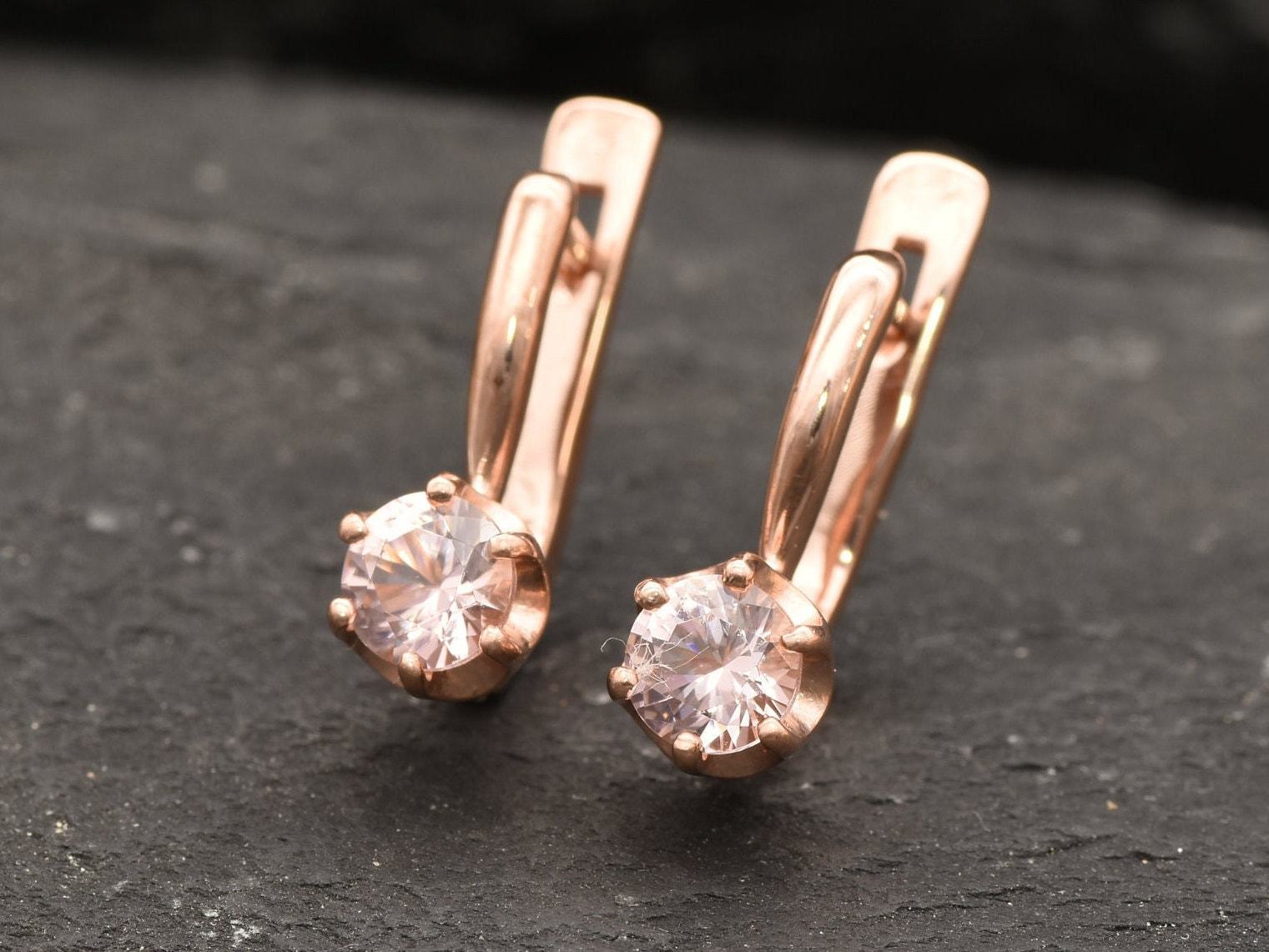 Morganite Earrings, Created Morganite, Pink Earrings, Vintage Earrings, Pink Morganite Earrings, Pink Studs, 925 Silver Earrings, Morganite(3)