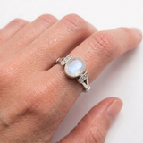 Genuine Moonstone Ring - Rainbow Moonstone Ring - White Engagement Ring