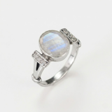 Genuine Moonstone Ring - Rainbow Moonstone Ring - White Engagement Ring