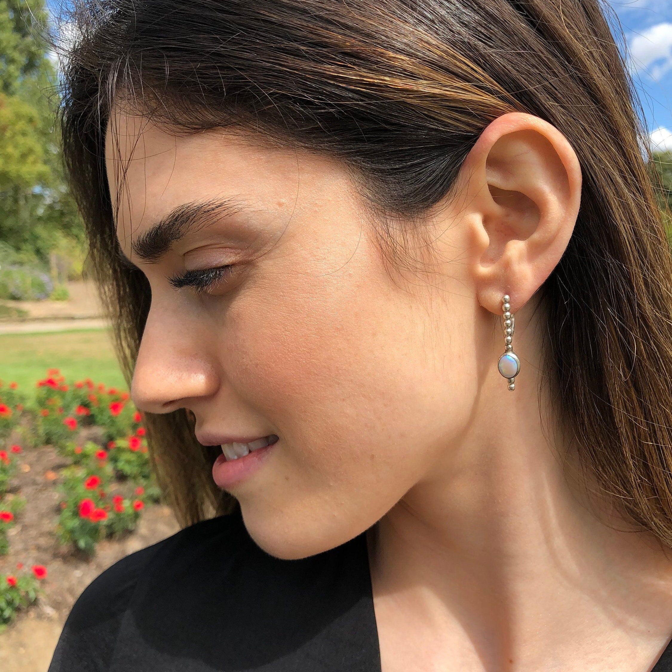 Long Opal Earrings, Opal Earrings, Natural Opal, October Birthstone, Australian Opal, Unique Design, Rainbow Opal, Silver Earrings, Opal