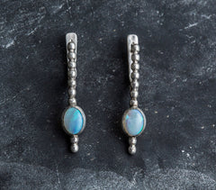 Long Opal Earrings, Opal Earrings, Natural Opal, October Birthstone, Australian Opal, Unique Design, Rainbow Opal, Silver Earrings, Opal