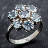 Blue Flower Ring - Genuine Blue Topaz Ring - Daisy Gemstone Ring