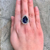 Princess Diana Ring -  Sapphire Teardrop Ring - Victorian Sapphire Ring