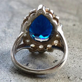 Princess Diana Ring -  Sapphire Teardrop Ring - Victorian Sapphire Ring