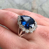 Princess Diana Ring -  Sapphire Teardrop Ring - Victorian Sapphire Ring