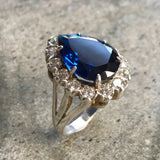 Princess Diana Ring -  Sapphire Teardrop Ring - Victorian Sapphire Ring