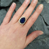 Victorian Sapphire Gold Ring - Blue Teardrop Ring - Vintage Sapphire Ring