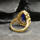 Victorian Sapphire Gold Ring - Blue Teardrop Ring - Vintage Sapphire Ring