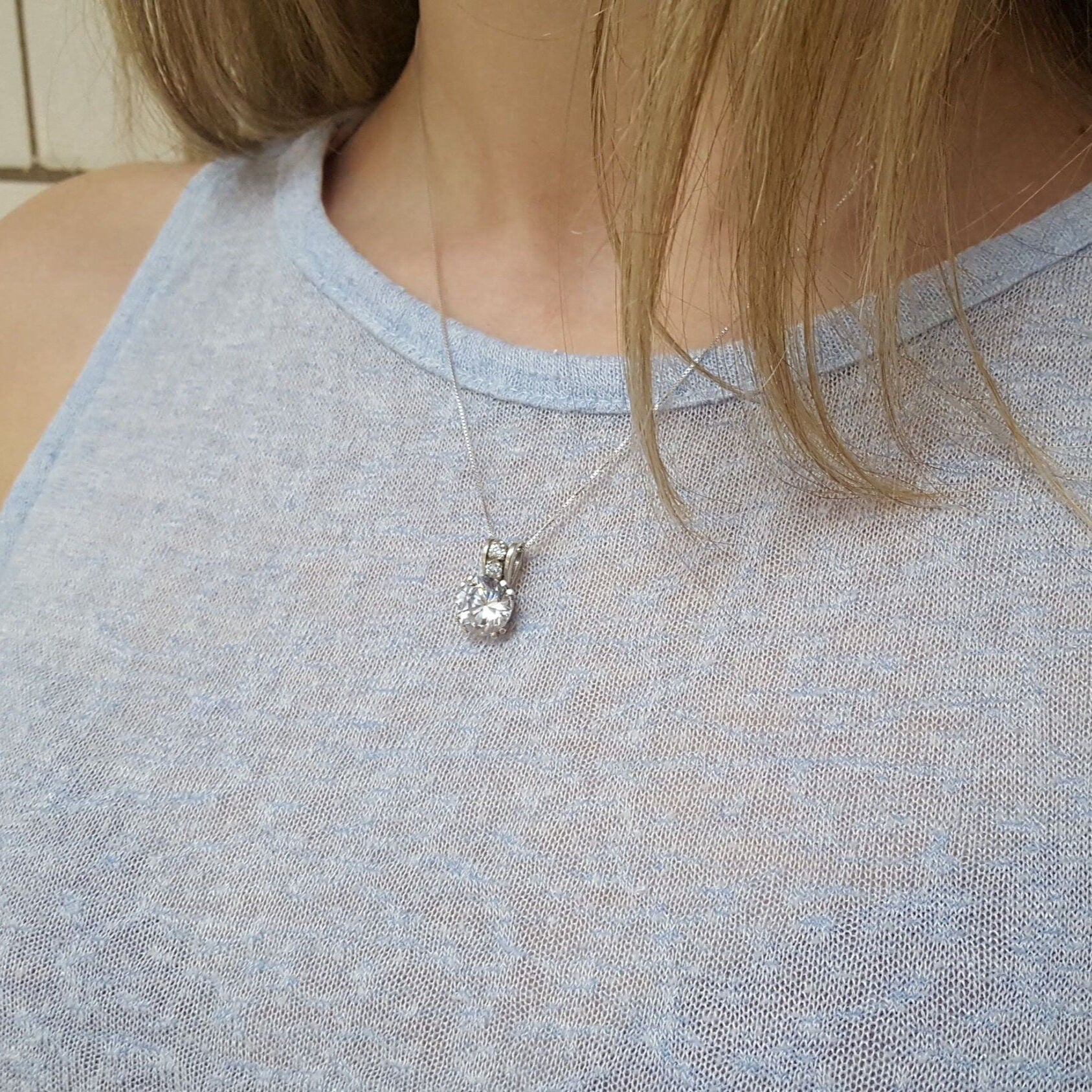 Diamond Pendant, Created Diamond, Sparkly Pendant, Bridal Pendant, Sparkly Vintage Pendant, Cubic Zirconia Pendant, Solid Silver Pendant