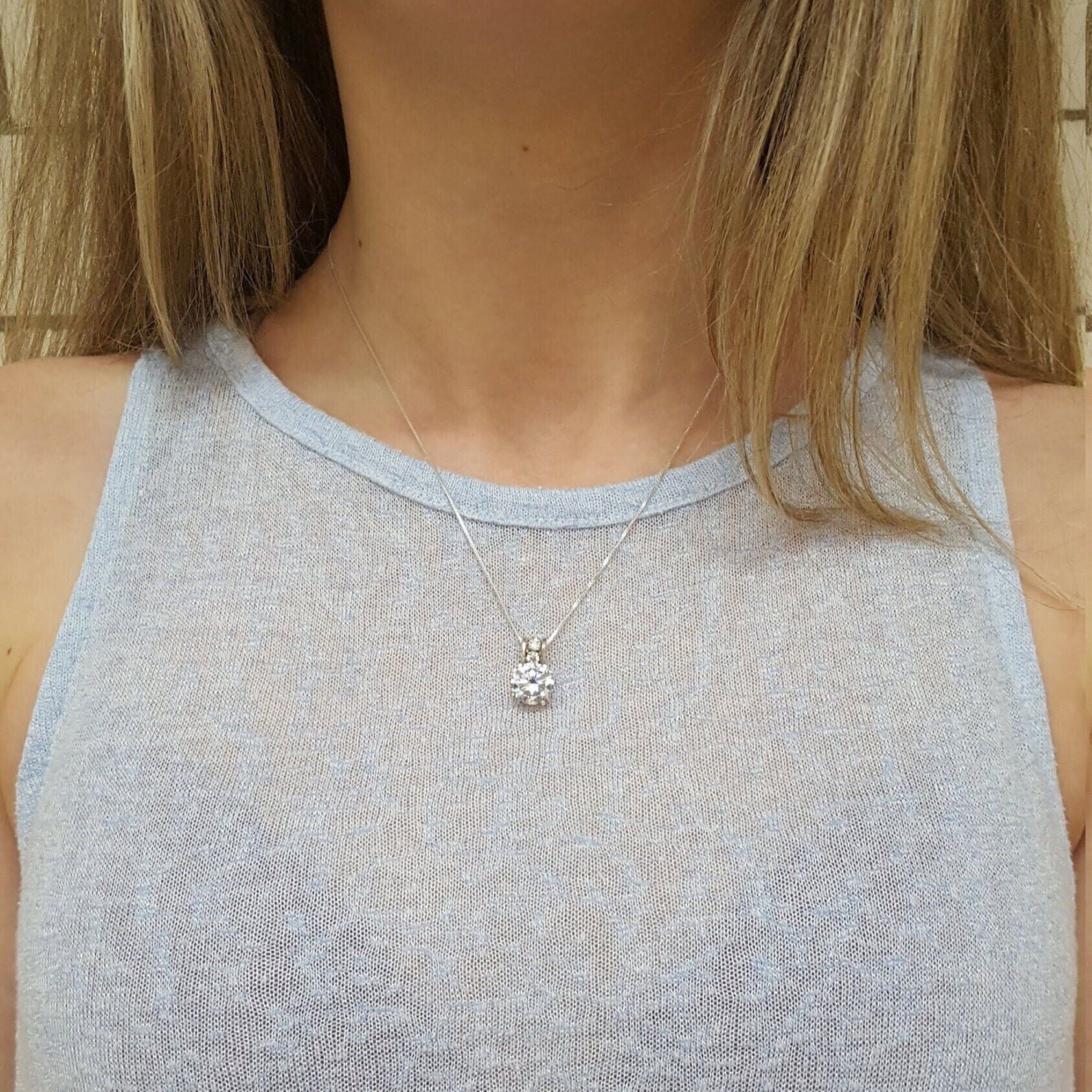 Diamond Pendant, Created Diamond, Sparkly Pendant, Bridal Pendant, Sparkly Vintage Pendant, Cubic Zirconia Pendant, Solid Silver Pendant