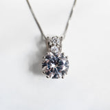 Diamond Pendant, Created Diamond, Sparkly Pendant, Bridal Pendant, Sparkly Vintage Pendant, Cubic Zirconia Pendant, Solid Silver Pendant
